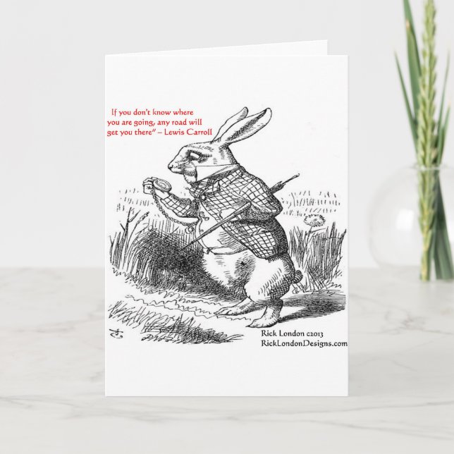 Cartão Ilustração e citação de Lewis Carroll (Frente)