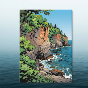 Cartão Ilustração e Poema do Condado de Door, Wisconsin
