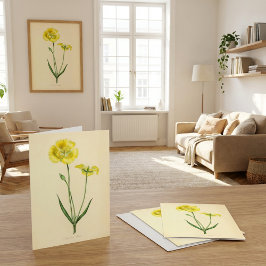Cartão Ilustração Floral Amarela Vintage