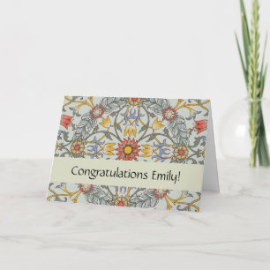 Cartão Ilustração floral da flor do círculo de William