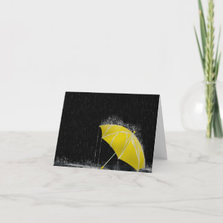 Cartão Ilustração Guarda-chuvas Amarelo perdido em chuva