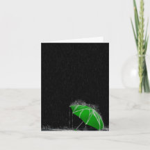 Ilustração Guarda-chuvas Verde Perdido em Chuva