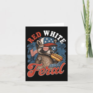 Cartão Ilustração Patriótica Feral Raccoon para 4 de julh