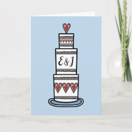Cartão Ilustração Personalizada de Bolo de Casamento Cart