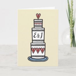 Cartão Ilustração Personalizada de Bolo de Casamento Cart