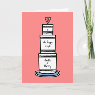 Cartão Ilustração Personalizada de Bolo de Casamento Cart