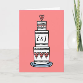 Cartão Ilustração Personalizada de Bolo de Casamento Cart