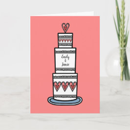 Cartão Ilustração Personalizada de Bolo de Casamento Cart