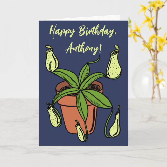Cartão Ilustração Personalizada de Planta Jarro Nepenthes (Flor Amarela)