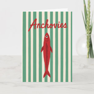 Cartão Ilustração Retro de Sardinha de Peixe Costeiro Anc