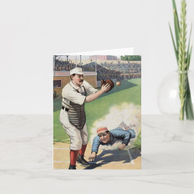 Cartão Ilustração Vintage Baseball (Frente)