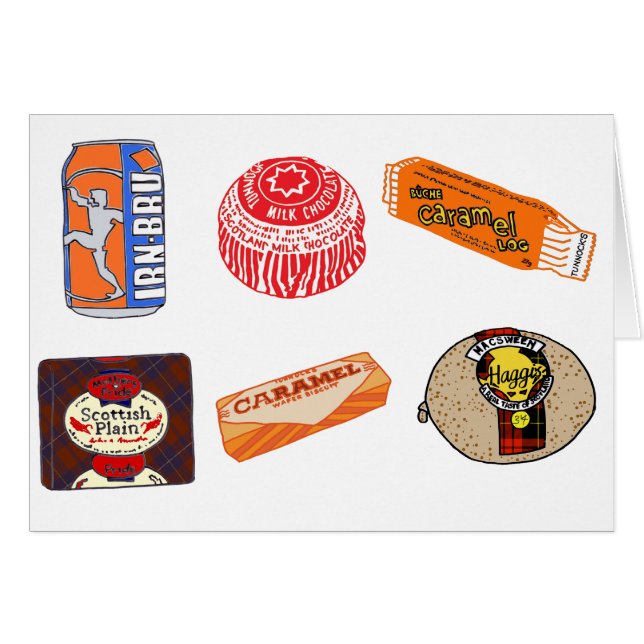 Cartão Ilustrações da comida do divertimento de Scotland (Frente Horizontal)