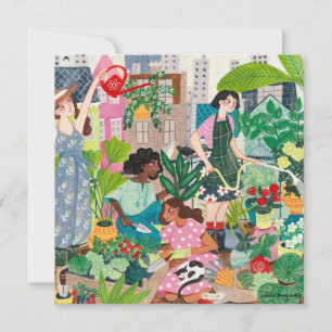 Cartão Ilustrações de mulheres jardineiras urbanas agrade