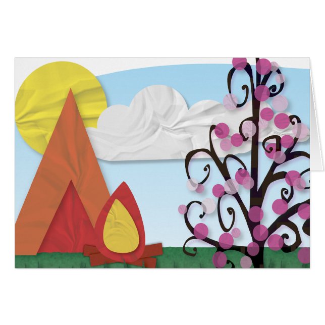 Cartão ilustrado acampamento de Verão (Frente Horizontal)