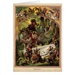Cartão ilustrado branco da neve do vintage