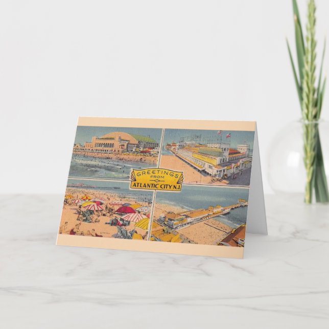 Cartão Ilustrado em Atlantic City Vintage (Frente)