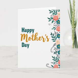 Cartão Ilustrativo Floral para Mães