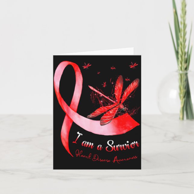 Cartão I'm A Survivor Heart Disease Awareness Month Red R (Frente)