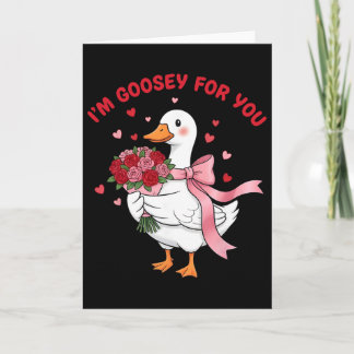 Cartão Im Goosey For You Silly Goose Flower Bouquet Valen