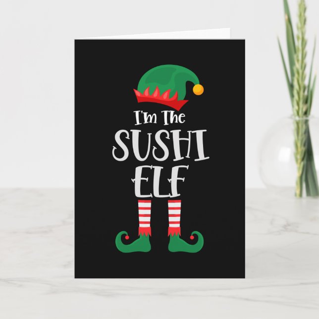Cartão Im O Elf Sushi Correspondendo Ao Natal (Frente)