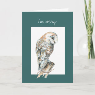 Cartão I'm sorry Watercolor Barn Owl Bird Art