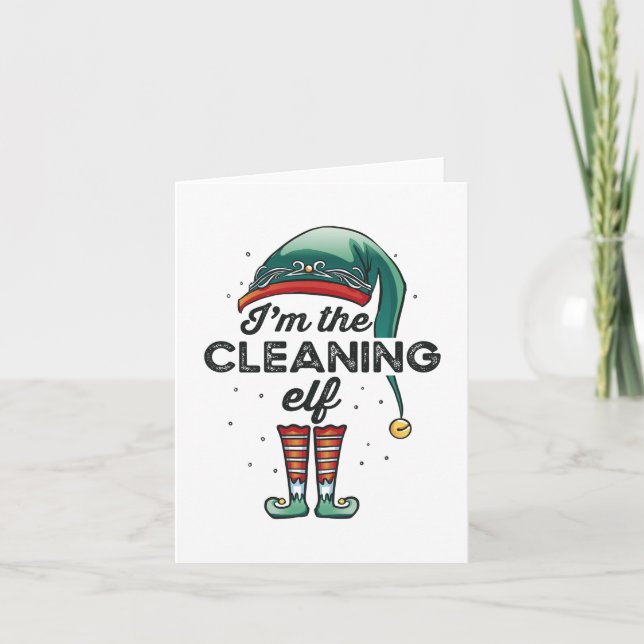 Cartão I'm the Cleaning Elf Christmas Gift Xmas (Frente)