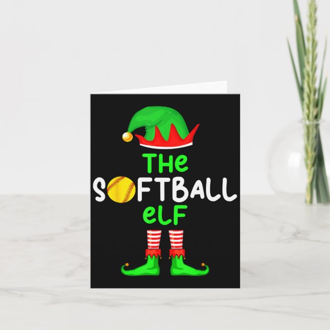 Cartão I'm The Softball Elf Christmas Family Matching Paj (Frente)