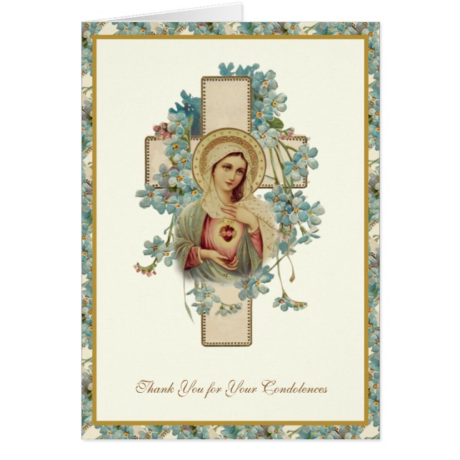 Cartão IMACULAÇÃO Católica CARDÍACA MARIA Condolências fu (Frente)