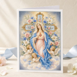 Cartão Imaculado Coração de Maria Floral Católico