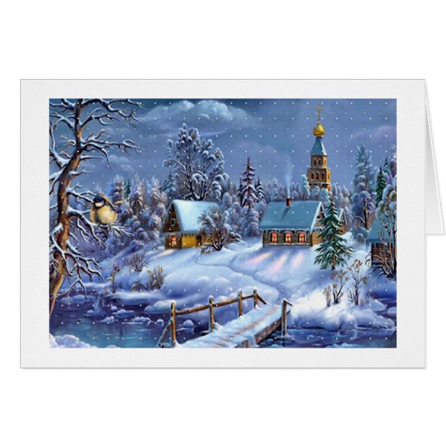 Cartão Imagem clássica, bela de natais vintages (Frente Horizontal)