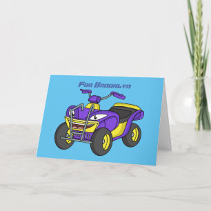 Cartão Imagem de desenho animado de bicicleta Quad Roxo
