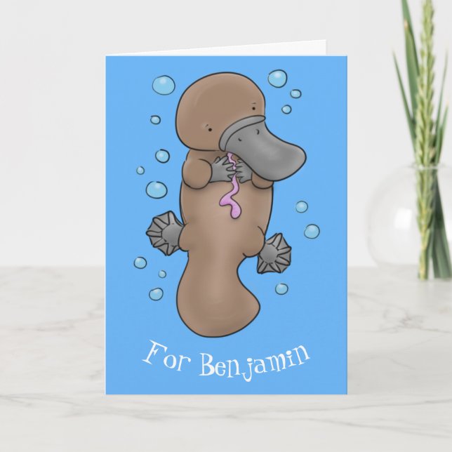 Cartão Imagem de desenho animado de platypus de bebê feli (Frente)