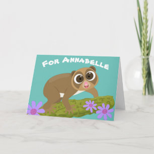 Cartão Imagem de desenhos animados de flores lentas e bon