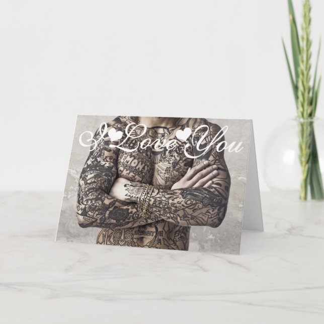 Cartão Imagem de Foto de Tatuagem no Corpo Masculino Eu T (Frente)