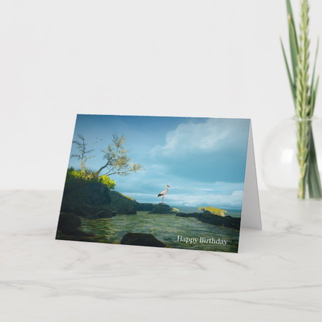 Cartão Imagem de Heron da cinza para o Aniversário (Frente)
