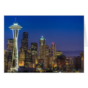 Cartão Imagem de Seattle Skyline nas horas da manhã.