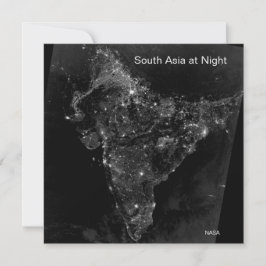 Cartão Imagem por Satélite da NASA, Sul da Ásia à Noite