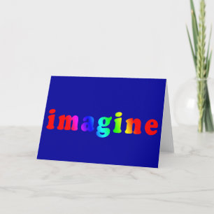 Cartão Imagine in Rainbow Color Lettering