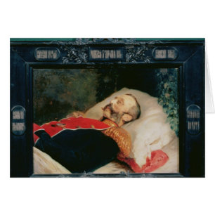Cartão Imperador Alexander II em seu leito de morte, 1881