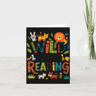Cartão Impressão animal lê um personagem de livro infanti