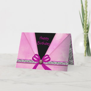 Cartão Impressão Animal Rosa e Preto Dobrado Sweet 16