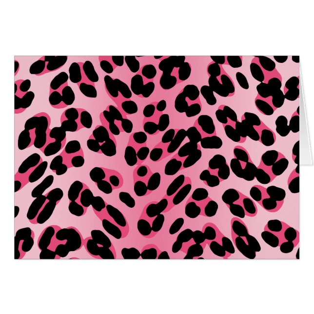 Cartão Impressão cor-de-rosa retro do leopardo (Frente Horizontal)