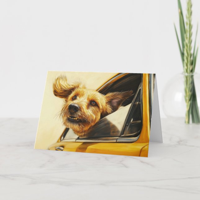 Cartão Impressão de Arte de Cachorro Divertido se Delicia (Frente)