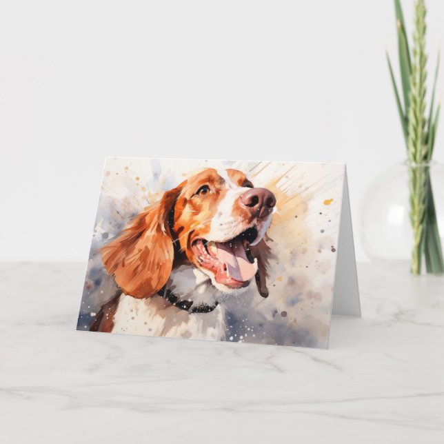 Cartão Impressão de Arte de Cachorro em Aquarela Feliz (Frente)