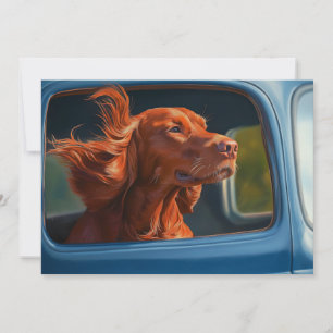 Cartão Impressão de Arte de Cachorro Vermelho Apreciando 