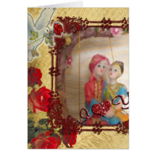 Cartão Impressão de Arte Gráfica Doll de Casamento