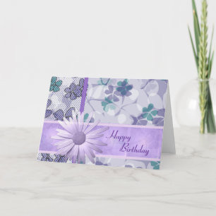 Cartão Impressão de flor roxa feliz aniversário