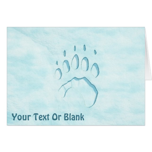 Cartão Impressão de Pata de Urso Polar (Frente Horizontal)