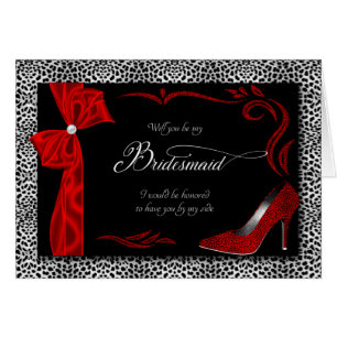 Cartão Impressão de Quente Prata e Chita Negra para Bride