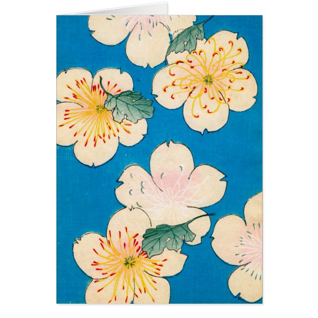 Cartão Impressão de Woodblock da cor das flores do (Frente)